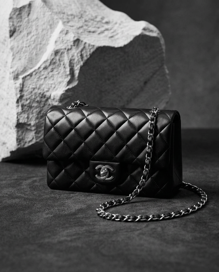 Luxury quilted designer handbag with gold chain